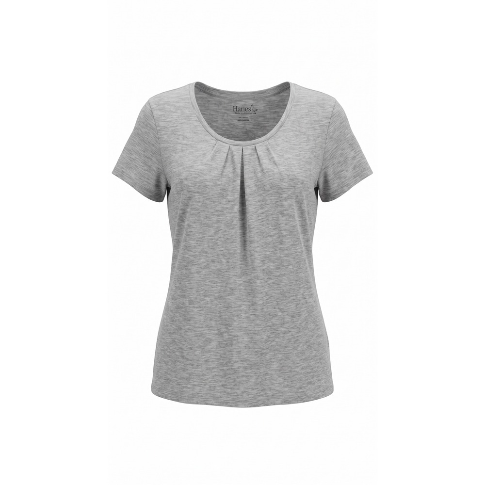 Hanes Love Comfort Heather Gray Scoop Neck Pleated Short Sleeve Tee XXL